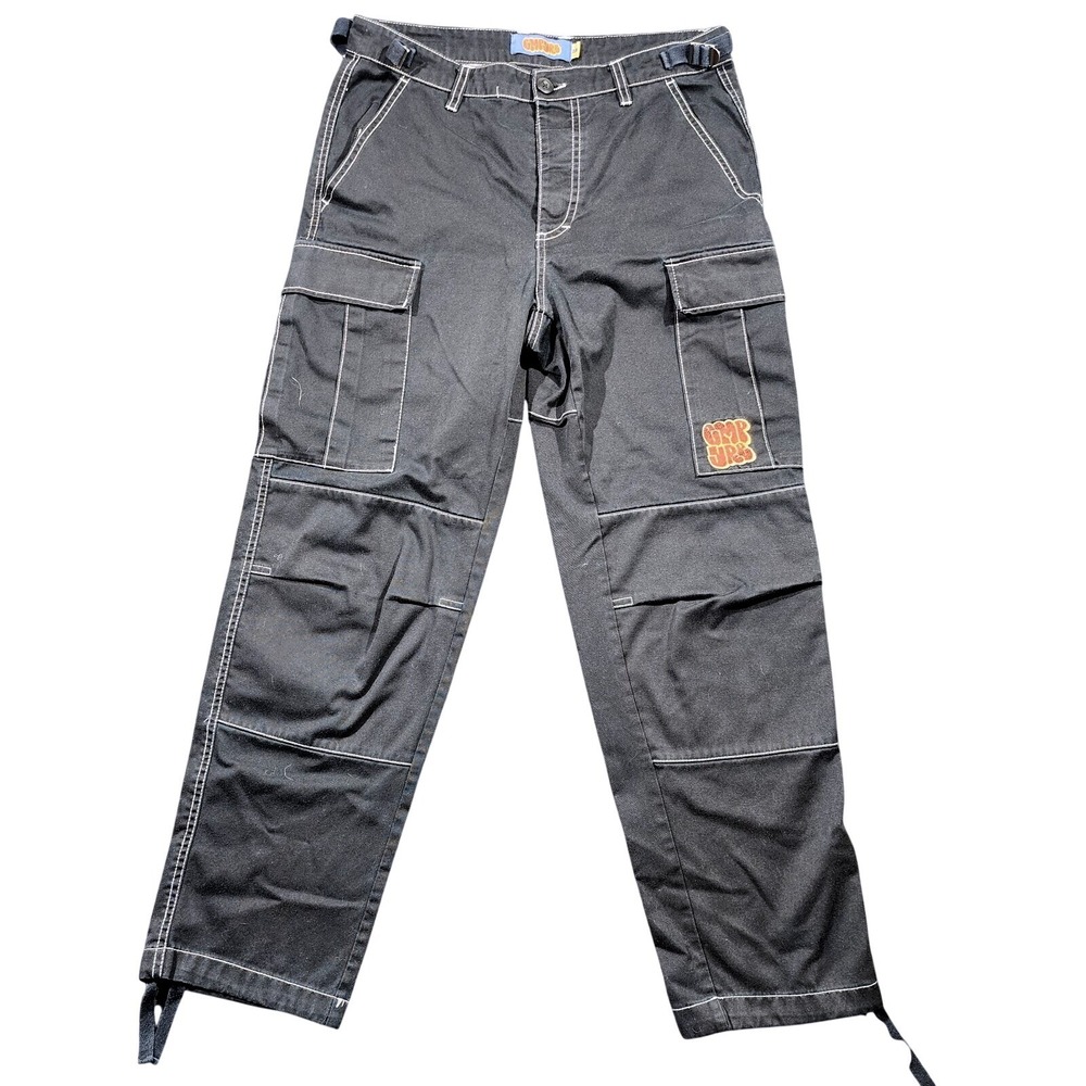 Empyre Pants Mens 28x28 Black Cargo Relax Canvas Adjustable Waist Logo Workwear